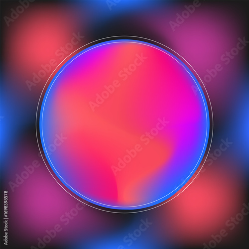 Color gradient abstract shape colors blend mesh with neon light, vector shapes. Color blend gradation texture, holographic iridescent round circles with liquid vibrant gradient.