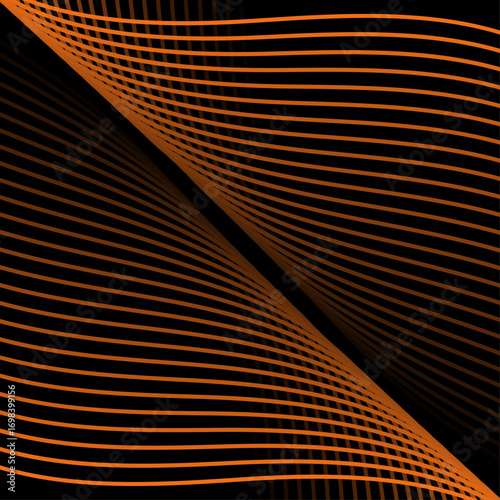 Abstract background with lines and waves. Banner. Element for design. Vector background for brochure, booklet, flyer. Event poster. Orange and black gradient