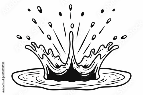 black and white water splashes