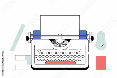 typewriter with blank paper