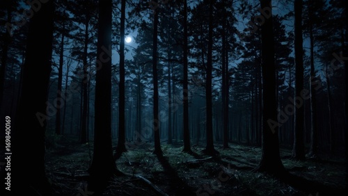 古来森の中の月、森, 木, 当惑, 自然, 風景, かすみ, 光, 秋, 霧の, 