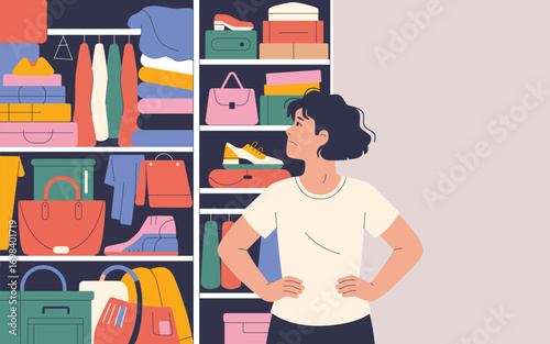 Woman Struggling to Organise her Closet
