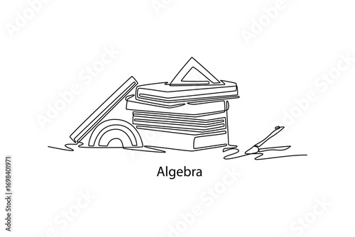 Algebra. School Subjects concept. Single line draw design. Vector graphic illustration