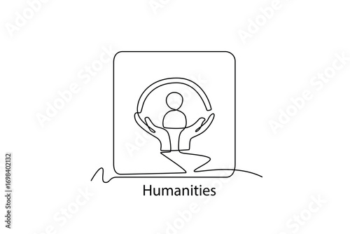 School Subjects concept. Single line draw design. Vector graphic illustration