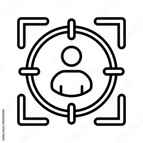 Face Recognition Icons In Outline, Vector Illustration