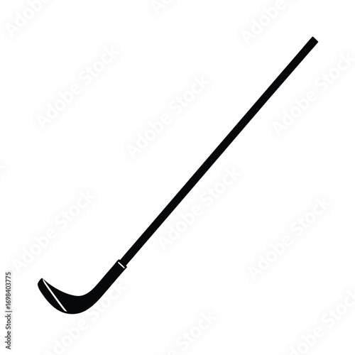 Black hockey stick silhouette on a clean white background for sports designs