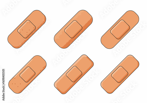 Collection of Adhesive Bandages Icons for First Aid and Medical Care
