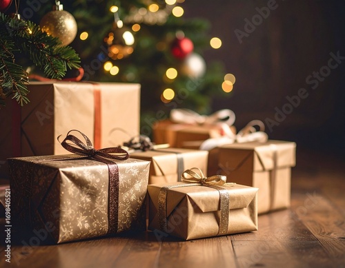 paquets cadeaux au pied du sapin de Noël