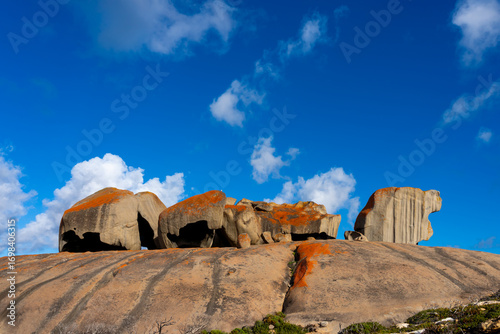 Remarkable Rocks at Flinders Chase National Park ,Kangaroo Island, South Australia. Remarkable Rocks are naturally sculptured formations precariously balanced atop a granite outcrop.