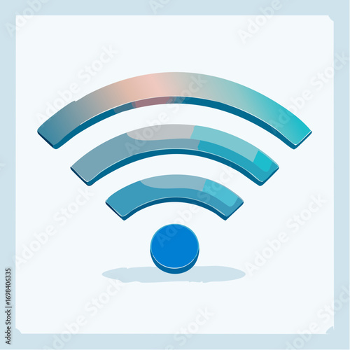 3D Wifi Symbol On Light Blue Background