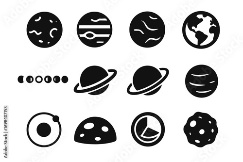 Phases crater icon planet neptune planetary icons path saturn vector science mars