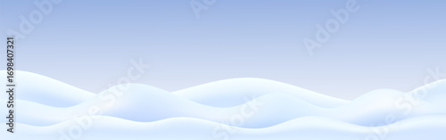 Abstract smooth 3D snow rolling waves or hills. This minimalist pastel colored winter landscape vector illustration