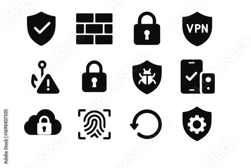 Encryption password biometric antivirus detection personal icon safety cyber data vault phishing