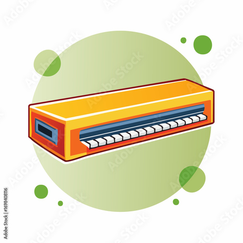 Pixel Art Yellow And Orange Keyboard On A Green Circle