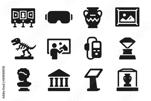Vector icon vase case icons gallery screen painting virtual hologram museum touch