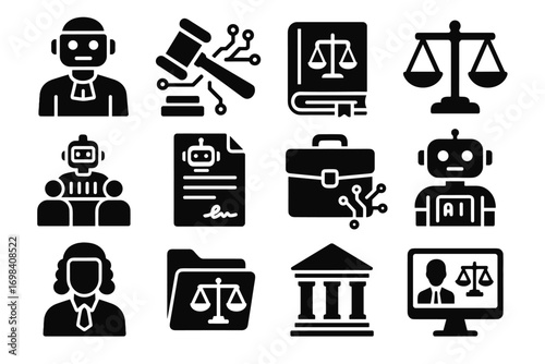Brief vector justice icons courtroom circuits ai folder scales legal icon digital