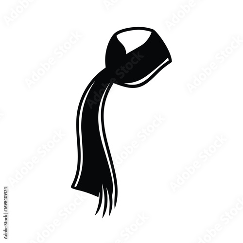 Minimalist black scarf silhouette on a clean white background for design