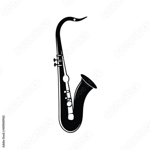 Elegant black saxophone silhouette on a clean white background for design projects