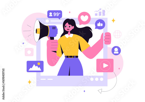 Social media marketing concept for content creation and strategy