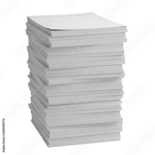 Stacked Paper Sheets White Blank Pages for Printing and Writing Office Supplies Stationery A4 on transparent background