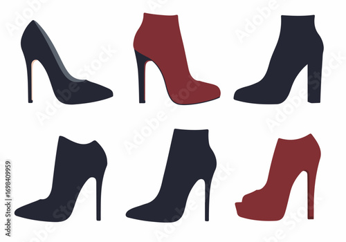 Elegant Women's Shoes and Boots Collection: Vector Illustration for Fashion and Retail Design