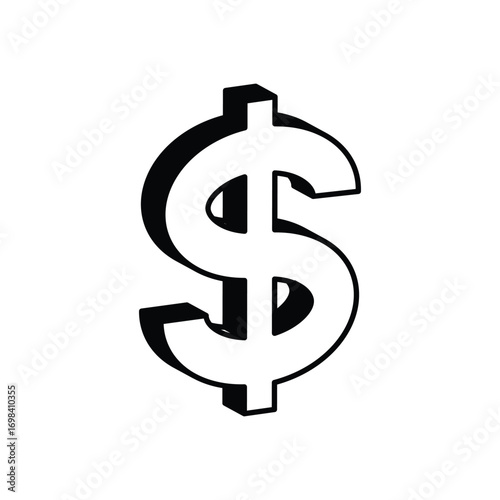 Dollar sign icon with white background vector stock illustration