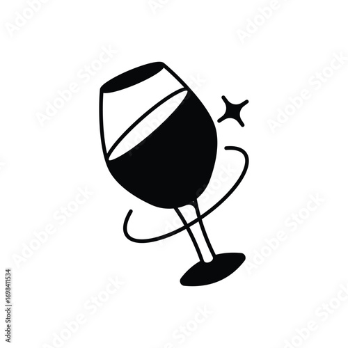 Champagne glass icon with white background vector stock illustration