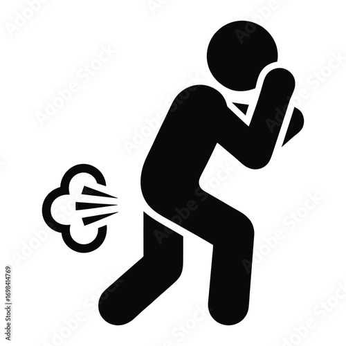 Person farting icon with cloud of gas