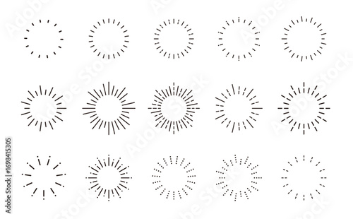サンバースト太陽光線フレームセット ベクター素材