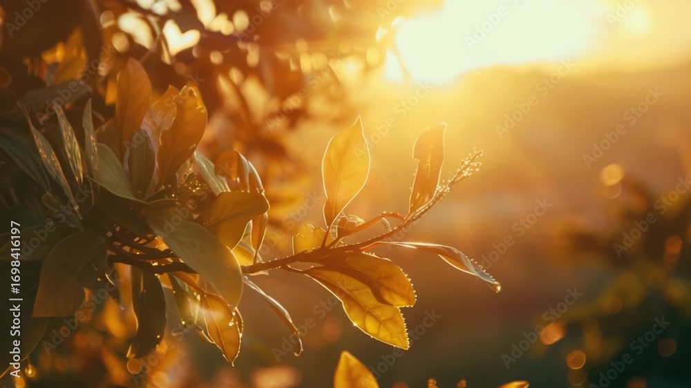 A close-up shot of a tree branch with the sun shining in the background, suitable for outdoor and nature-themed designs