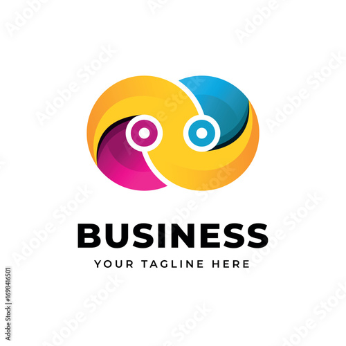 Abstract intertwined business logo with gradient color scheme