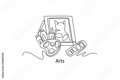 art history. School Subjects concept. Single line draw design. Vector graphic illustration