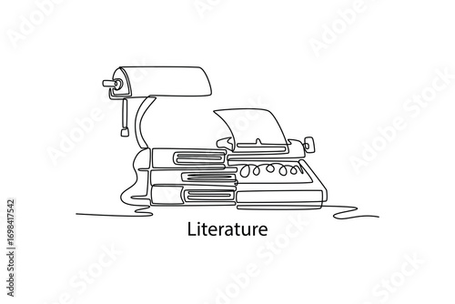 School Subjects concept. Single line draw design. Vector graphic illustration