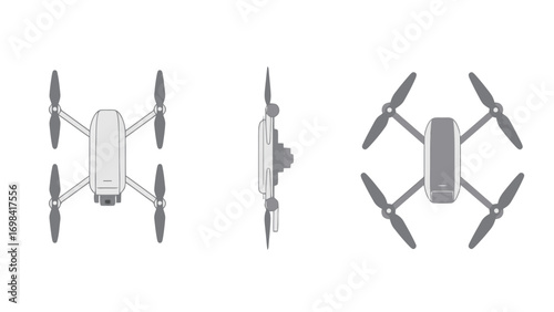 Modern Drone with Propellers from Multiple Angles for Technology and Aerial Photography Concepts