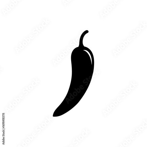 Silhouette of a single chili pepper image on transparent background