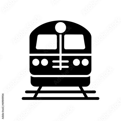 Illustration of a front train silhouette on transparent background