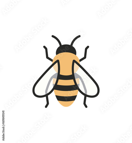 Simple and Cute Bee Illustration with Minimalist Design for Nature and Insect Themes