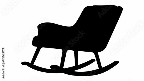 Silhouette of a rocking chair with curved base and armrests against a white background making a cozy scene