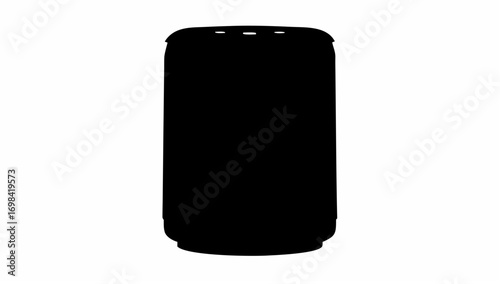 Silhouette of a cylindrical can with a rounded top and bottom and small openings on the top edge isolated