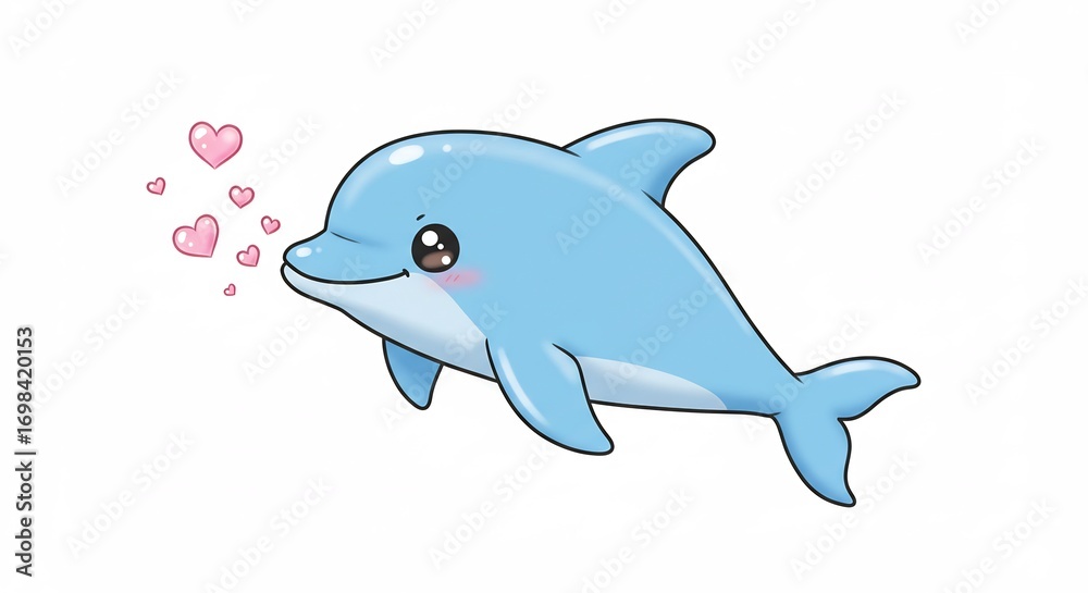 Fototapeta premium 愛らしいイルカ 優しい光に包まれて微笑む. AI Generated