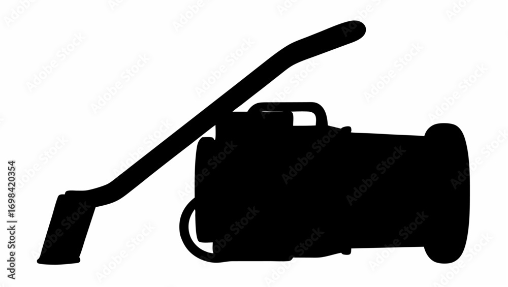 Fototapeta premium Silhouette of a vacuum cleaner with a hose and a handle extending upwards on a white background view