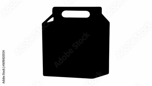 Silhouette of a black gable top carton with a handle isolated on a white background in a simple style
