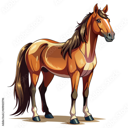 Horse real,white background