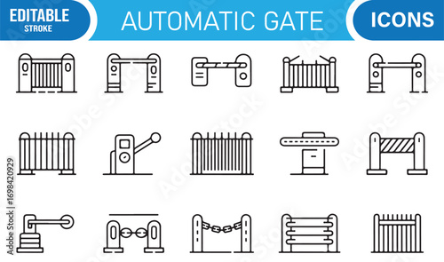 Automatic security gate vector collection with design elements for architecture and construction