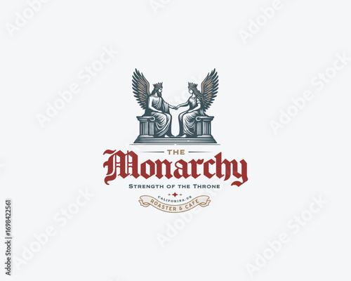 Royale luxury goddess king and queen with wings logo template for boutique, fashion, spa brand
