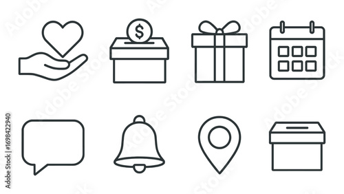 Pet grooming icons: scissors, cat, razor, comb, dog, barber pole, hairdryer, spray bottle