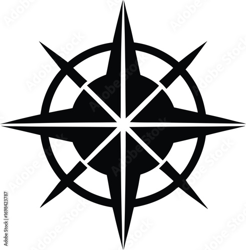 Clean arrow in compass rose navigation concept Vector illustration
