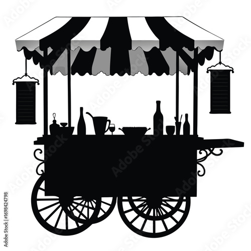Street Food Cart Illustration Silhouette for Branding