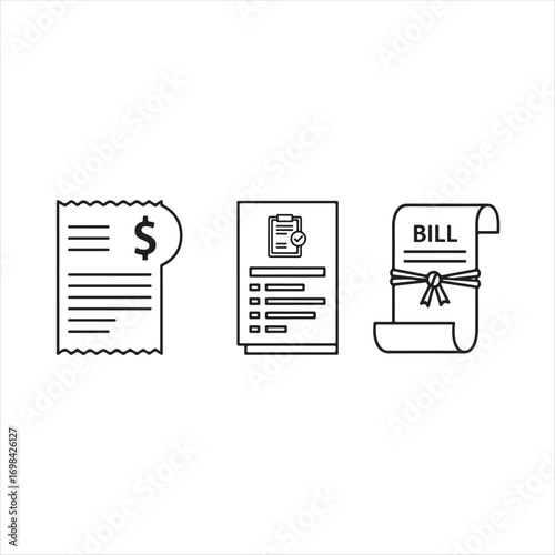 Payment and bill invoice line icon. tax form design. bank paper document icon. transparent money receipt vector symbol.