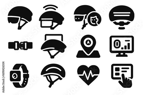 Wearable icon buckle smart motion safety assistant dashboard icons display vector gps